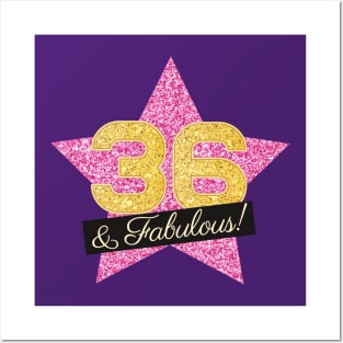 36th Birthday Gifts Women Fabulous - Pink Gold Posters and Art